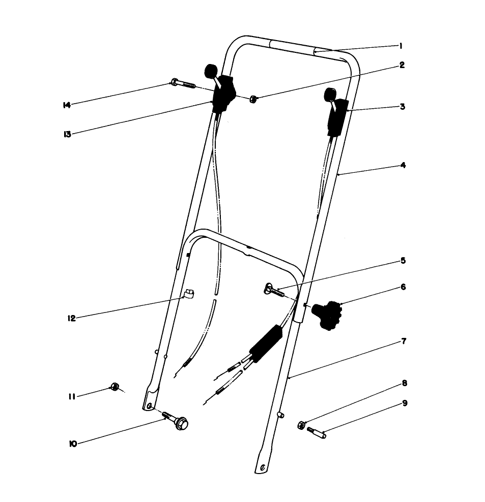 Handle Assembly Model 16297 Diagram and Parts List for 16077 2000001 - 2999999 Toro Lawn Mower