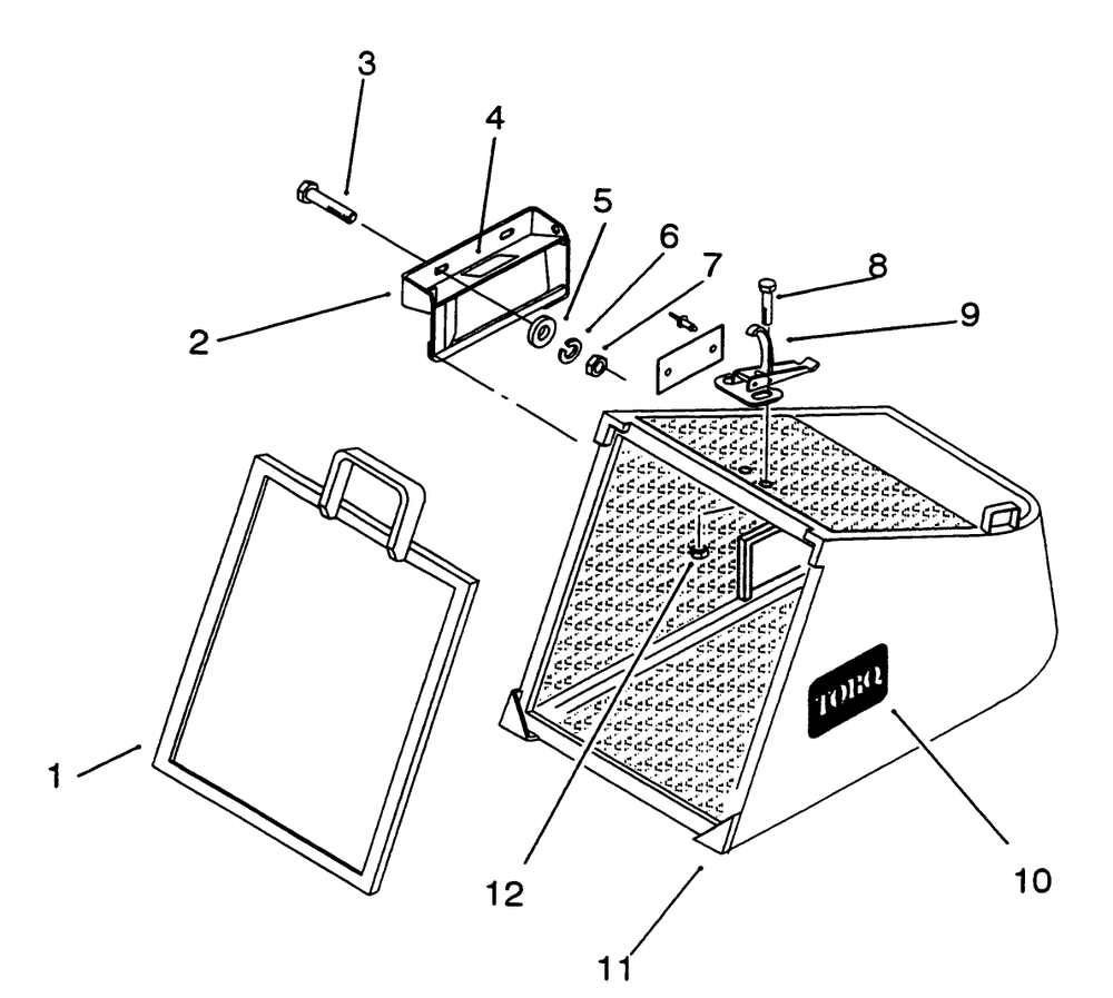 Hopper Assembly Diagram and Parts List for 30130 790001 - 799999 Toro Lawn Mower