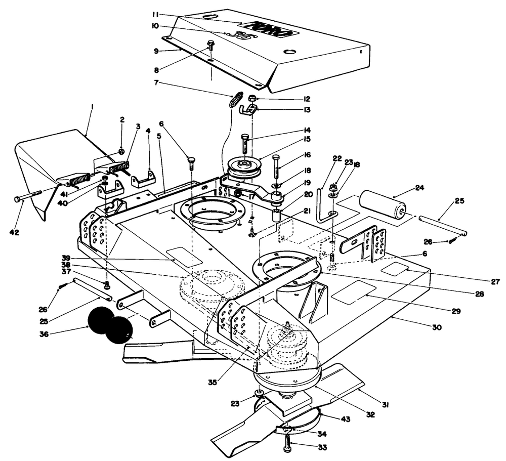 Cutting Unit Assembly Diagram and Parts List for 30136 7000001 - 7999999 Toro Lawn Mower