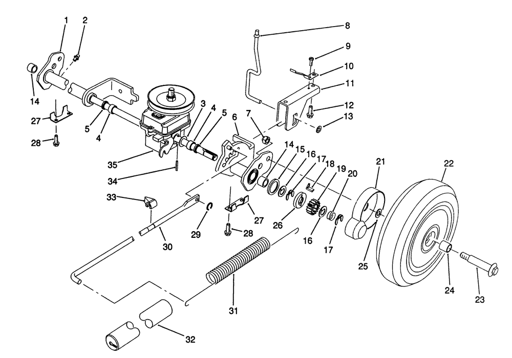 S. P. Rear Axle Assembly Diagram and Parts List for 20920 0000001 - 0999999 Toro Lawn Mower
