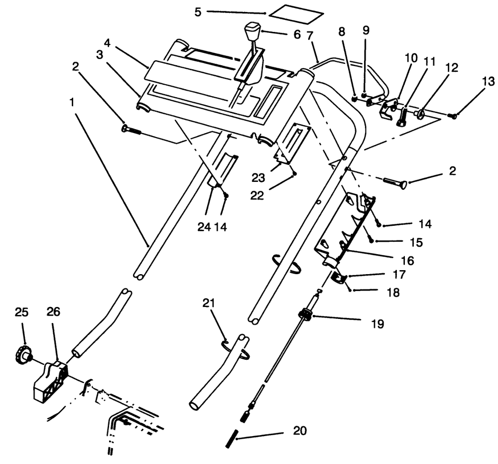 S. P. Handle Assembly Diagram and Parts List for 20922B 49000001 - 49999999 Toro Lawn Mower