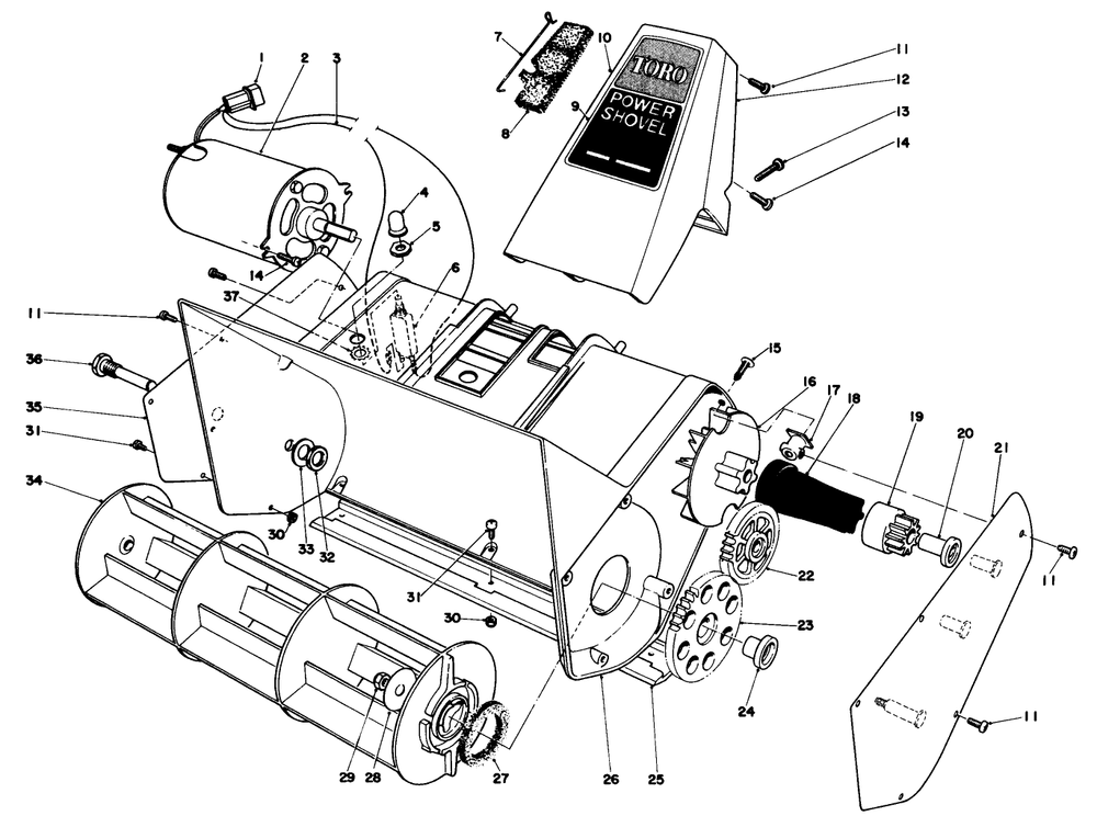 Rotor Housing Assembly Diagram and Parts List for 38325 2000001 - 2999999 Toro Snow Blower
