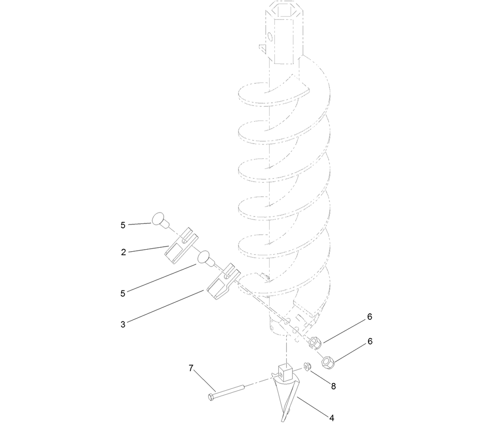 9 Inch Standard Auger Bit Assembly Diagram and Parts List for 22553  Toro Auger