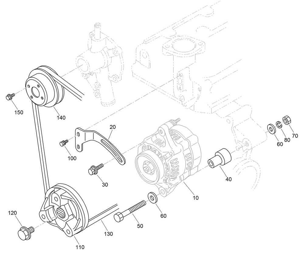 Alternator And Pulley Assembly Diagram and Parts List for 22337CP 410400000 - 999999999 Toro Lawn Tractor Accessories