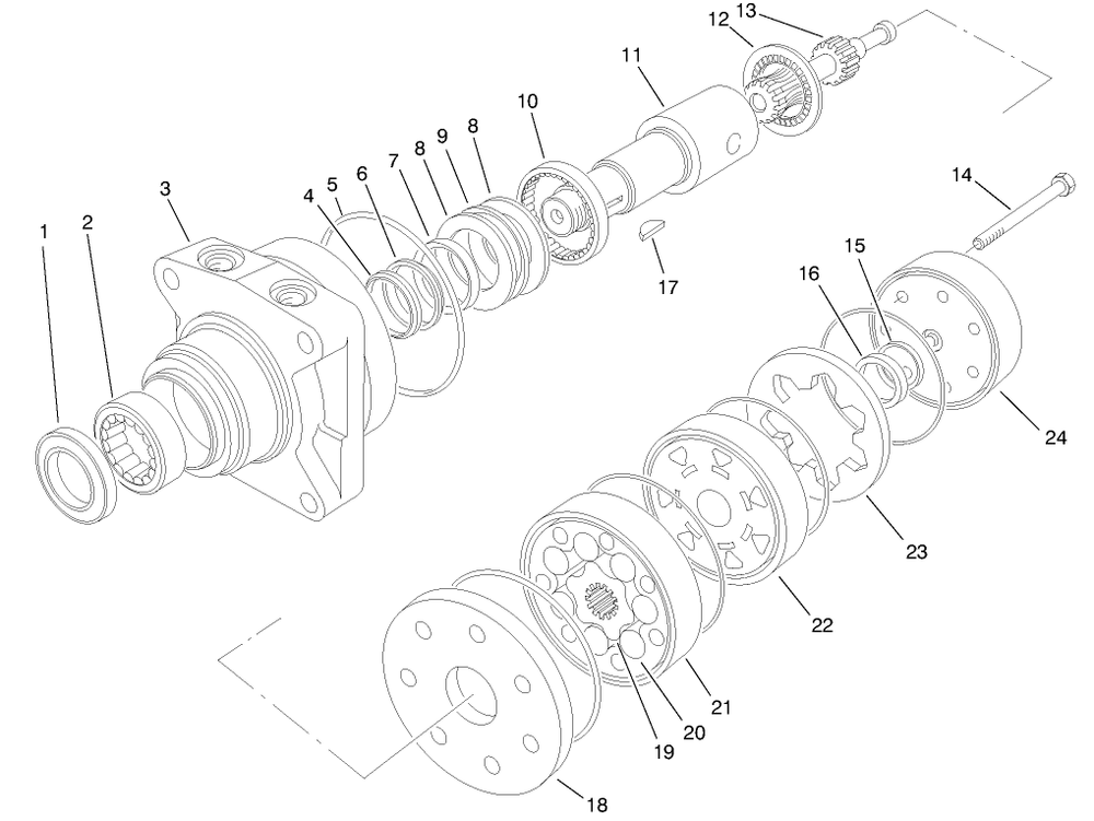 Hydraulic Motor Assembly No. 99-3052 Diagram and Parts List for 22305 990001 - 991007 Toro Lawn Tractor Accessories