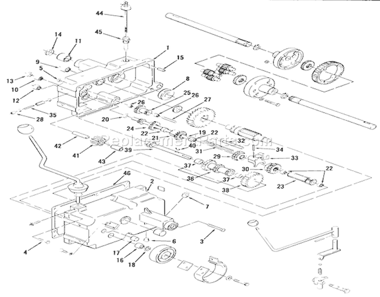 Mechanical Transmission-8-Speed Diagram and Parts List for A1-114202 1983 Toro Lawn Tractor