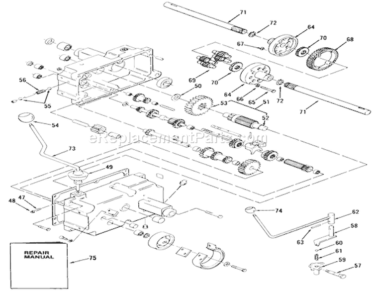 Mechanical Transmission-8-Speed Diagram and Parts List for A1-11B801 1984 Toro Lawn Tractor