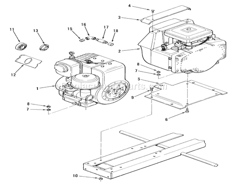 Engines Diagram and Parts List for A1-164201 1982 Toro Lawn Tractor