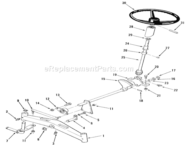 Front Axle And Steering Diagram and Parts List for A1-164201 1982 Toro Lawn Tractor