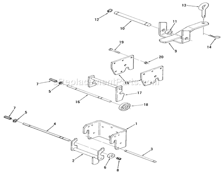 Hitches Diagram and Parts List for A1-164201 1982 Toro Lawn Tractor