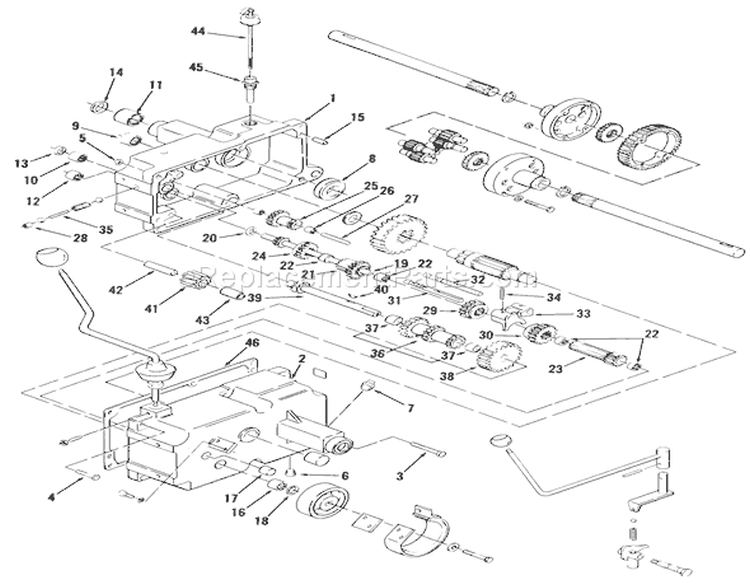 Mechanical Transmission-8 Speed Diagram and Parts List for A1-164201 1982 Toro Lawn Tractor