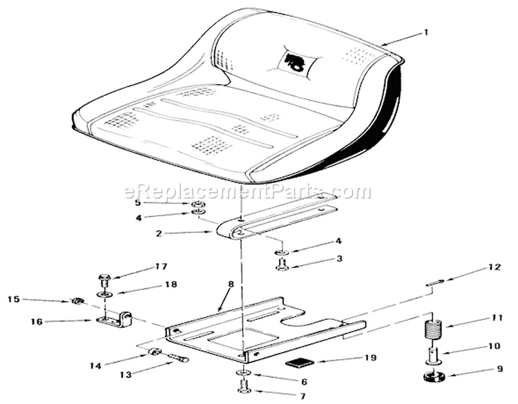 Seat Diagram and Parts List for A1-164201 1982 Toro Lawn Tractor