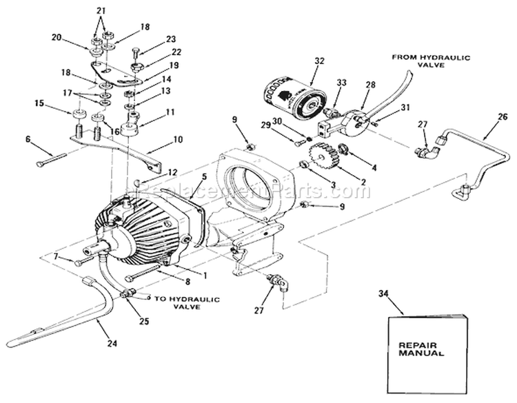 Automatic Transmission Diagram and Parts List for A1-164201 1982 Toro Lawn Tractor