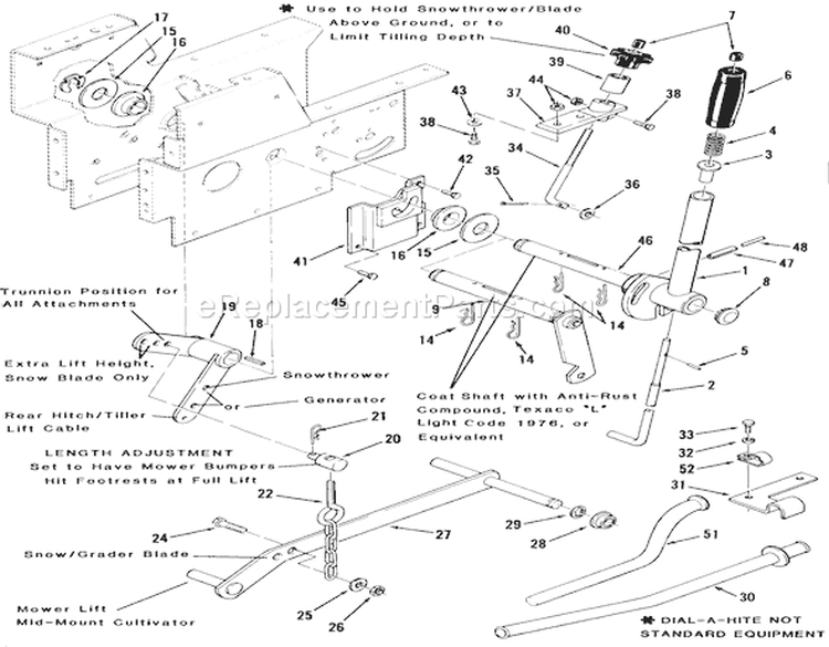 Lift Linkage Diagram and Parts List for A1-18BE01 1984 Toro Lawn Tractor