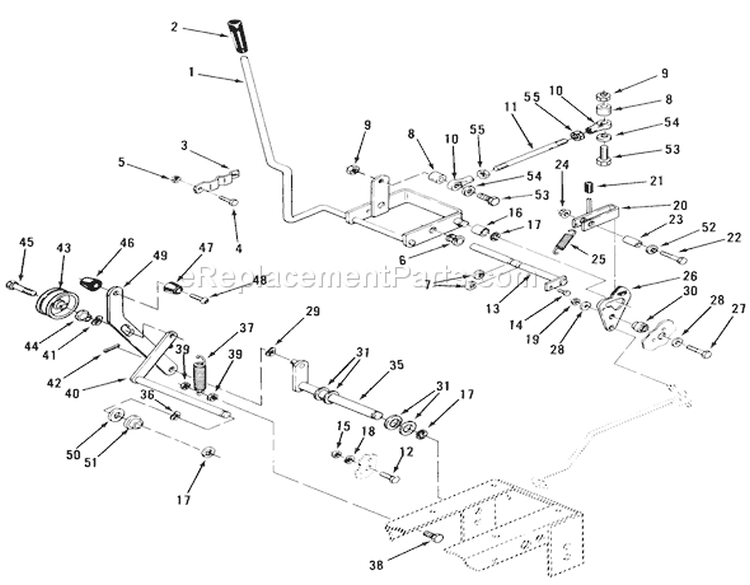 Clutch, Brake And Speed Control Linkage Diagram and Parts List for A1-18BE01 1984 Toro Lawn Tractor