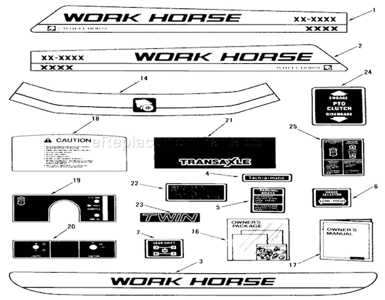 Decals Diagram and Parts List for A1-18BE01 1984 Toro Lawn Tractor