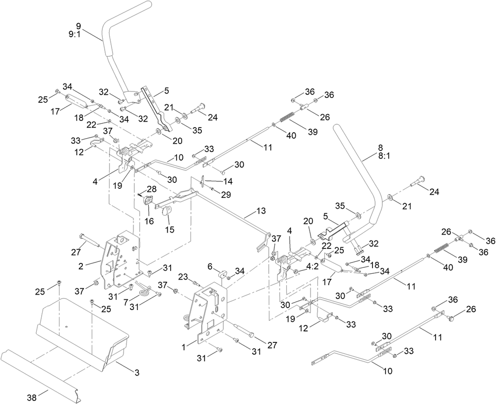 Motion Control Assembly Diagram and Parts List for 74685 409290000 - 410149999 Toro Lawn Tractor