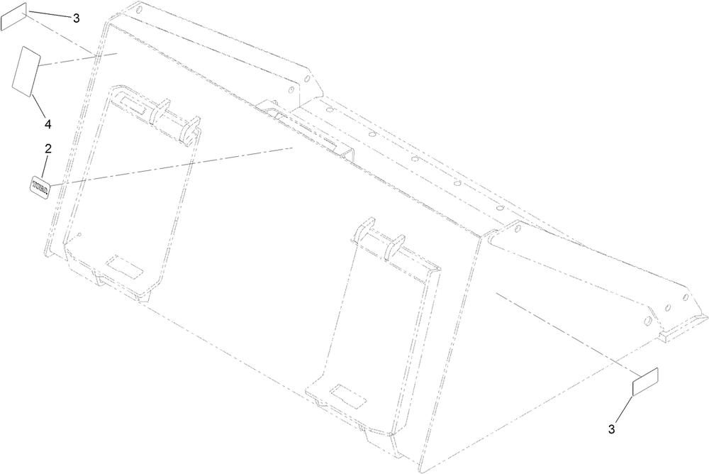 Standard Bucket Assembly Diagram and Parts List for 22576 318000001 - 318999999 Toro Lawn Tractor Accessories