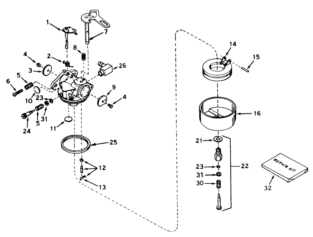 Carburetor No. 632107 Diagram and Parts List for 38056 5000001 - 5999999 Toro Snow Blower