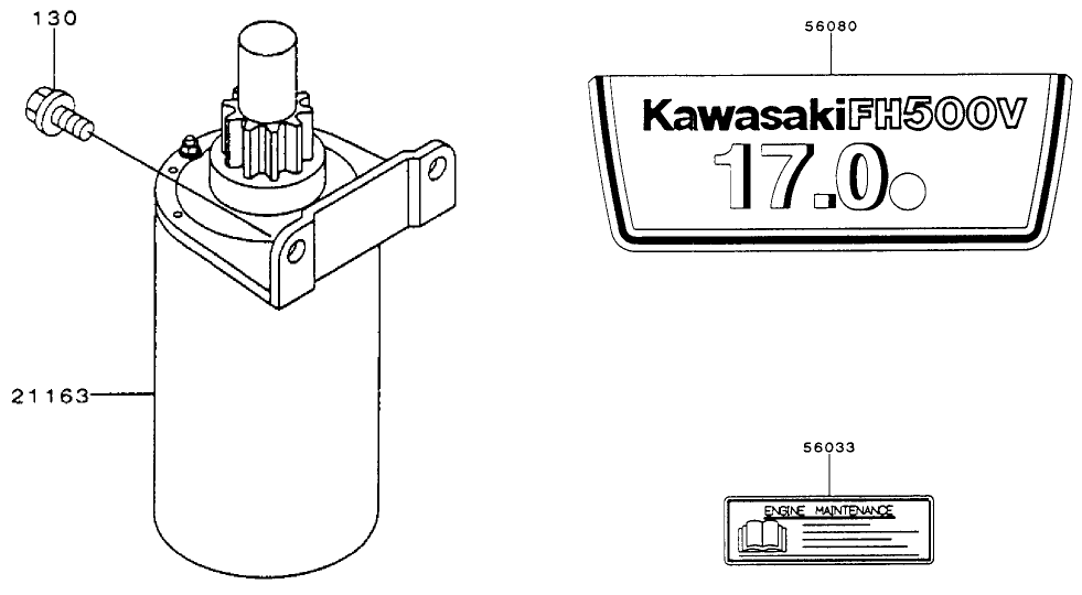 Starter/Decals-Kawasaki Fh500v-As10 Diagram and Parts List for 74170 990001 - 999999 Toro Lawn Tractor