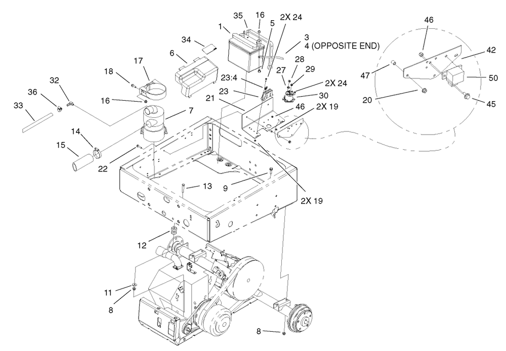 Drivetrain Mount Assembly Diagram and Parts List for 12004TC 220000001 - 220999999 Toro Lawn Tractor