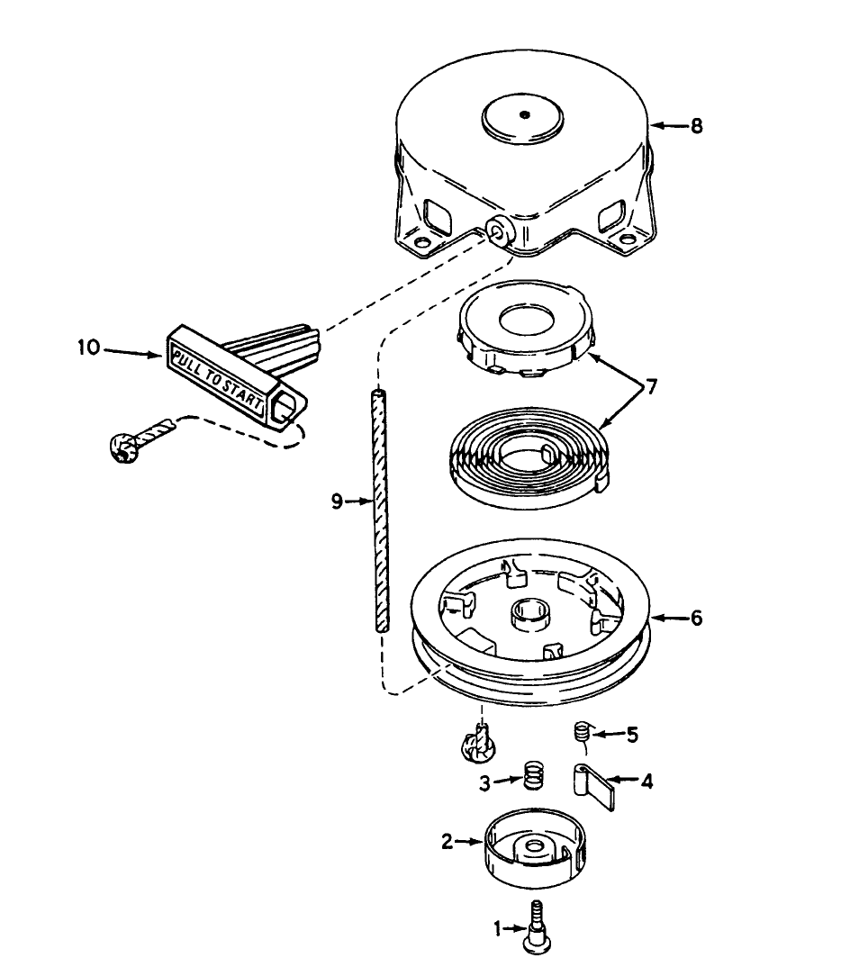 Recoil Starter No. 590537 Diagram and Parts List for 38175 3900001 - 3999999 Toro Snow Blower