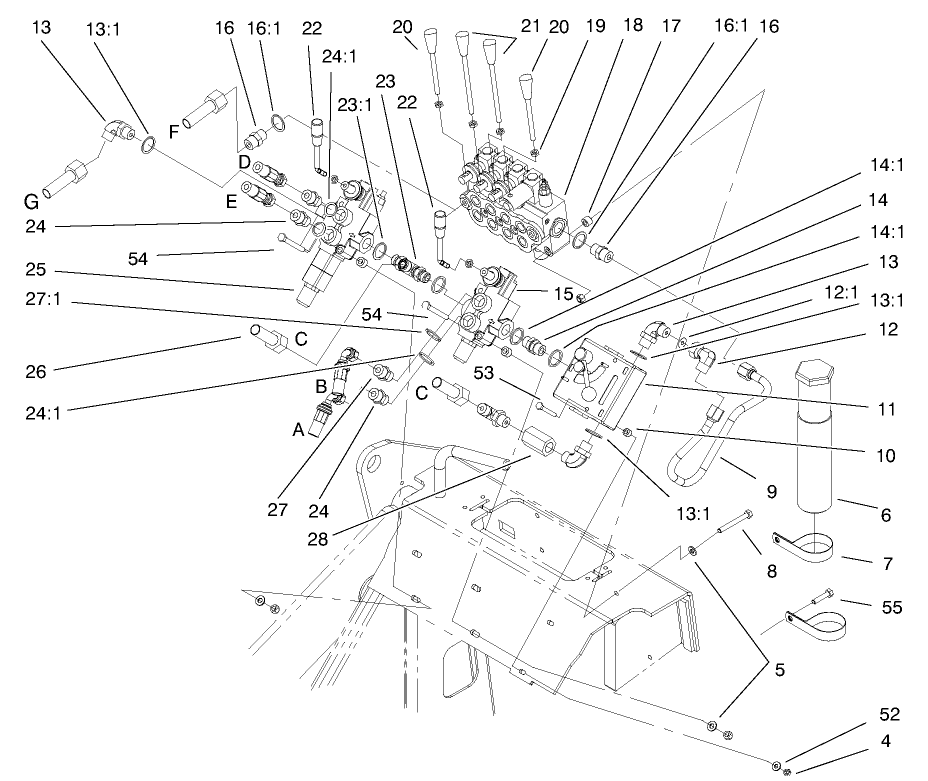 Hydraulic Assembly (Continued) Diagram and Parts List for 22300 890001 - 899999 Toro Lawn Tractor Accessories