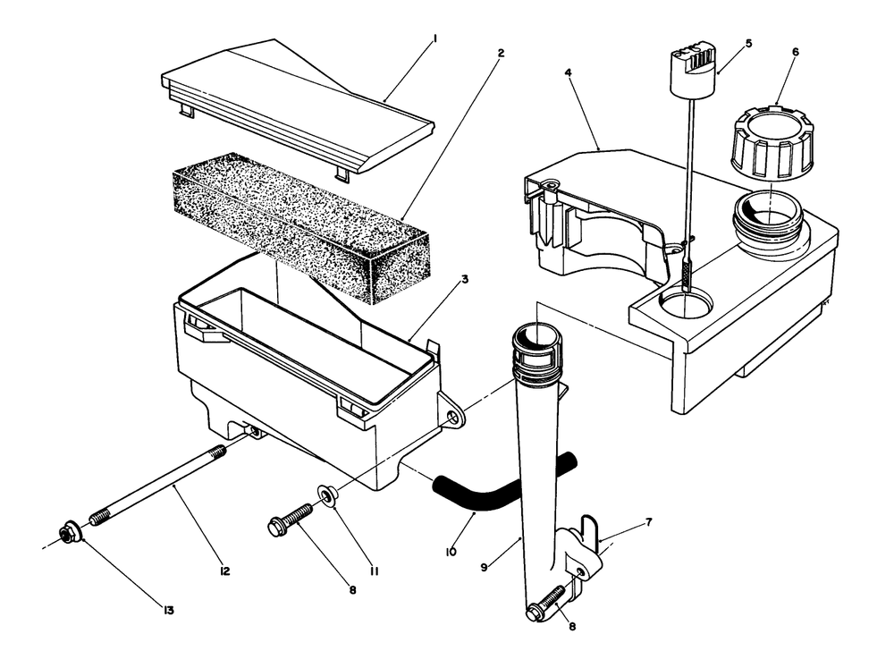 Air Cleaner & Fuel Tank Assembly (Model No. Vml0-2) Diagram and Parts List for 20211 1000001 - 1999999 Toro Lawn Mower