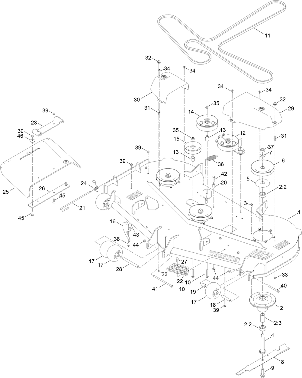 60 Inch Deck Assembly Diagram and Parts List for 76608 400000000 - 417419999 Toro Lawn Tractor