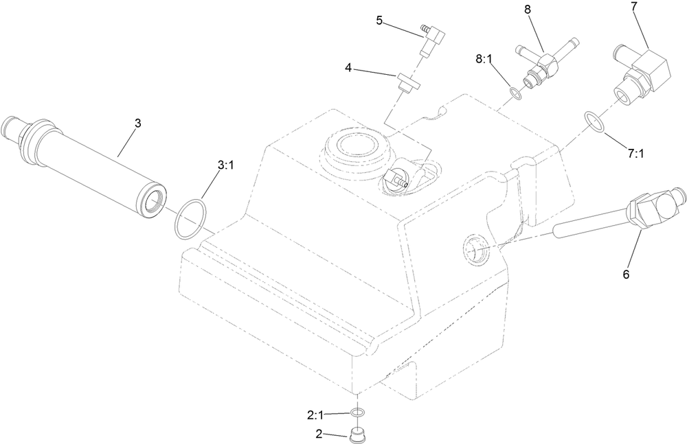 Hydraulic Reservoir Assembly Diagram and Parts List for 74096 400000000-403247446 Toro Lawn Tractor