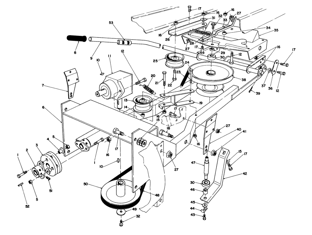 Frame & Pulley Assembly 36" Snowthrower Attachment Model No. 59160 (Optional) Diagram and Parts List for 57360 5000001 - 5999999 Toro Lawn Tractor