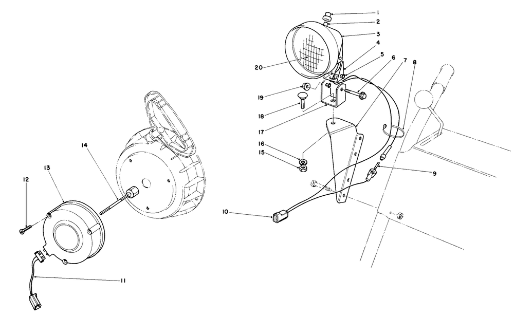 Light Kit No. 54-9821 (Optional) Diagram and Parts List for 38080 8000001 - 8999999 Toro Snow Blower