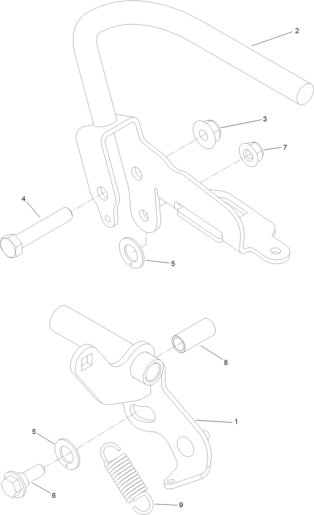 Control Handle Assembly 1 Diagram and Parts List for 74519 400000000-403253174 Toro Lawn Mower
