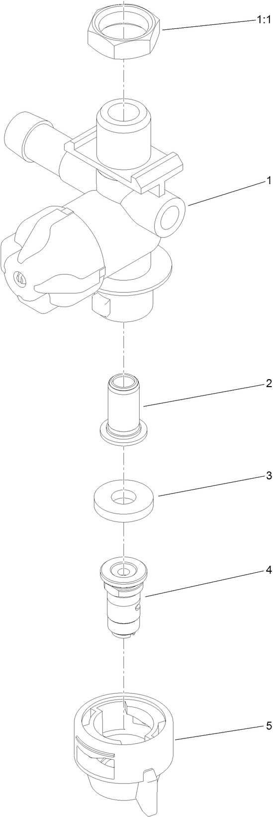 Center Nozzle Assembly Diagram and Parts List for 34230 400000000-408787720 Toro Spreader