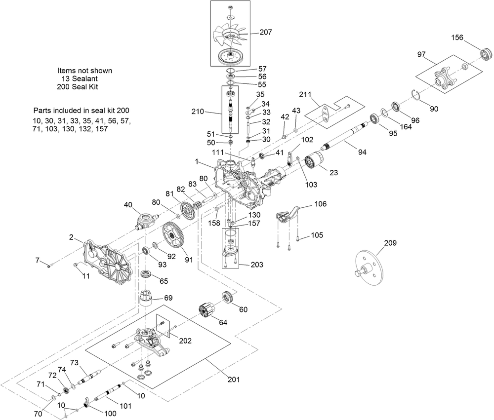 Rh Transaxle Assembly Diagram and Parts List for 74142TE (316000001-316999999)(2016) Toro Lawn Mower