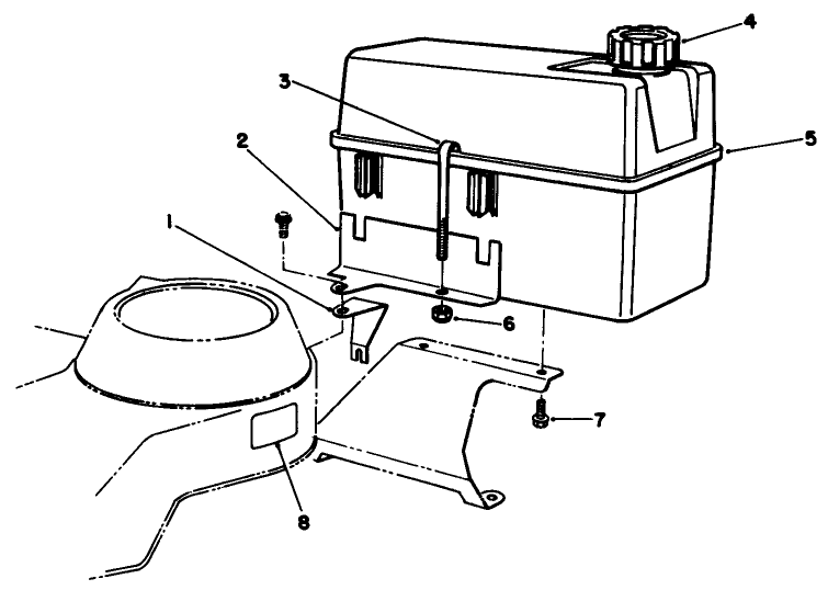 Fuel Tank Assembly Diagram and Parts List for 22042 1000001 - 1999999 Toro Lawn Mower