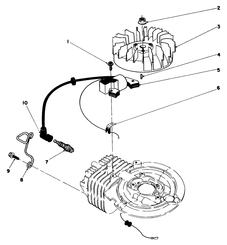 Flywheel & Magneto Assembly Diagram and Parts List for 59260 500001 - 599999 Toro Engine
