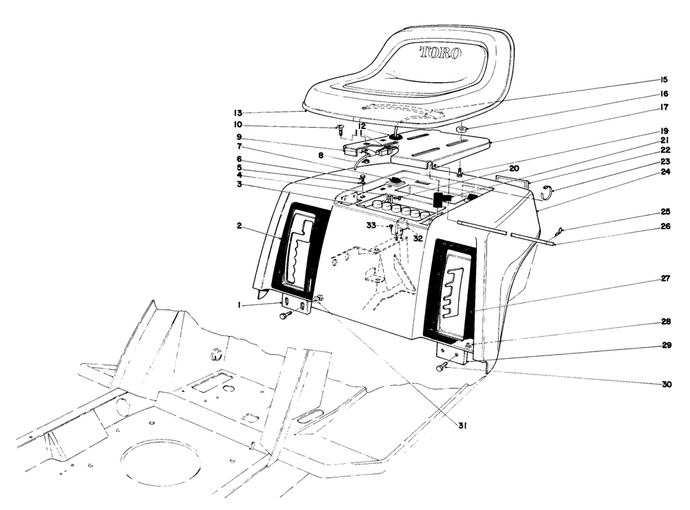 Rear Body & Seat Assembly Diagram and Parts List for 57356 9000001 - 9999999 Toro Lawn Tractor