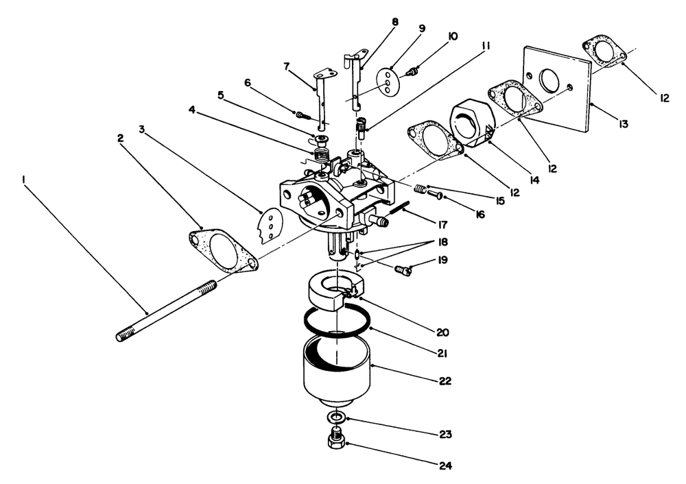 Carburetor Assembly (Model No. 47pl0-3) Diagram and Parts List for 22025 1000001 - 1999999 Toro Lawn Mower