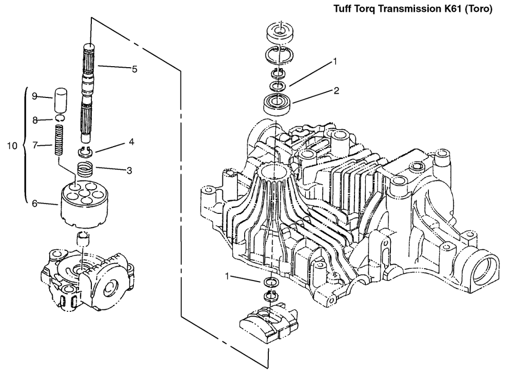 Pump Shaft Diagram and Parts List for 72110 6900001 - 6999999 Toro Lawn Tractor