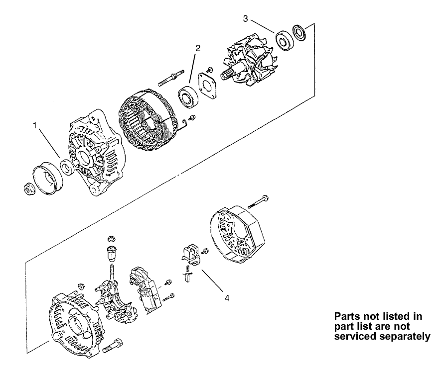 Alternator Assembly Diagram and Parts List for 74269 (240000001-240999999)(2004) Toro Lawn Mower