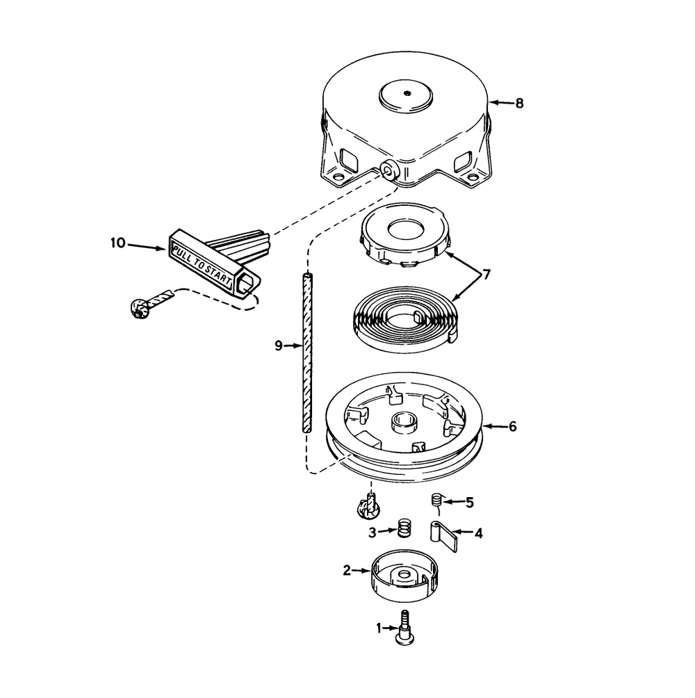 Rewind Starter No. 590537 Diagram and Parts List for 38165 7000001 - 7999999 Toro Snow Blower