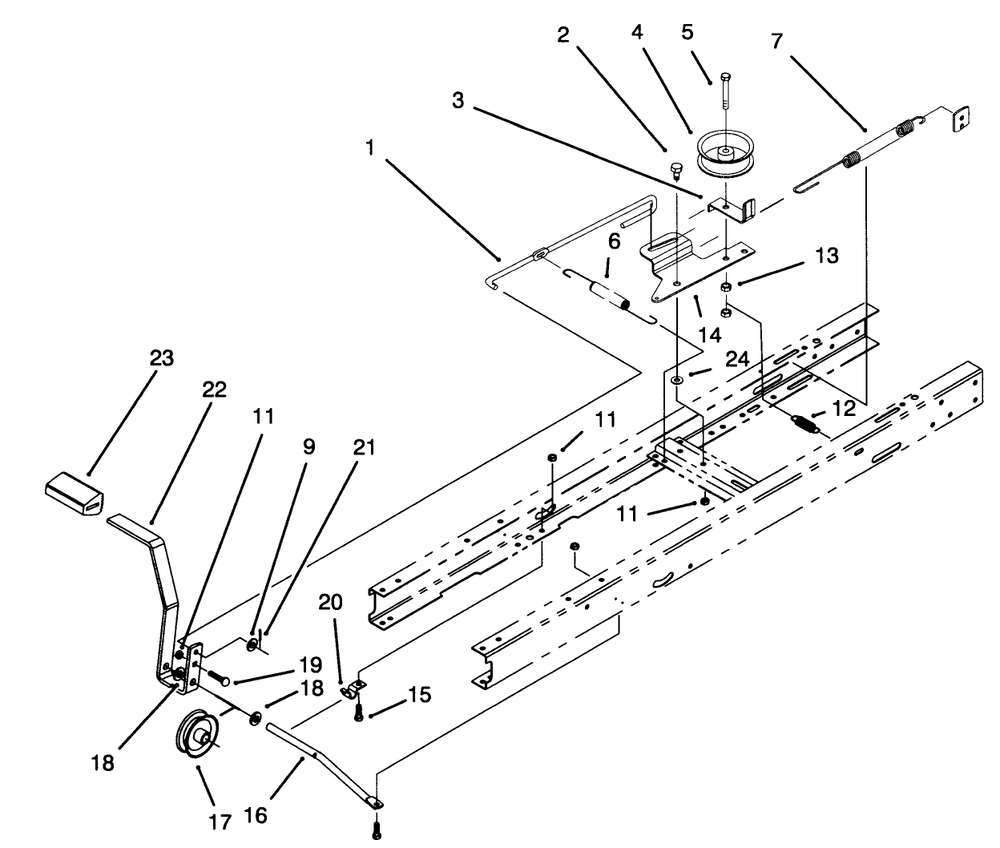 Clutch Assembly Diagram and Parts List for 71213 59000001 - 59100000 Toro Lawn Tractor