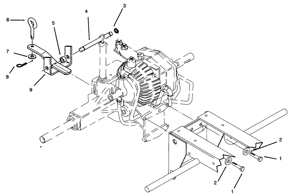 Rear Hitch Assembly Diagram and Parts List for 73501 59002869 - 59002946 Toro Lawn Tractor
