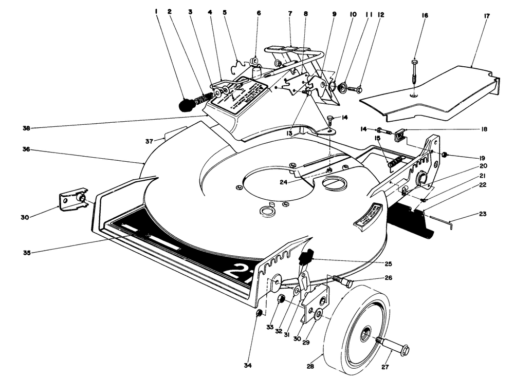 Housing Assembly Diagram and Parts List for 20790 2000001 - 2999999 Toro Lawn Mower