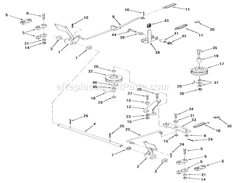 Brake And Clutch Linkage 3-Speed Models Diagram and Parts List for A2-103201 1982 Toro Lawn Tractor