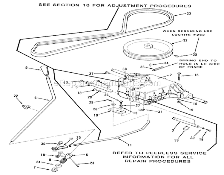 Transmission Assembly (212-5) Diagram and Parts List for A2-12KE02 1000001-1999999 - 1991 Toro Lawn Tractor