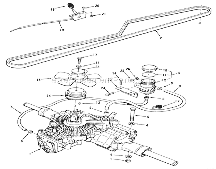 Transmission Assembly (212-H) Diagram and Parts List for A2-12KE02 1000001-1999999 - 1991 Toro Lawn Tractor