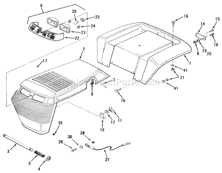 Body Assembly Diagram and Parts List for A2-12KE02 1000001-1999999 - 1991 Toro Lawn Tractor