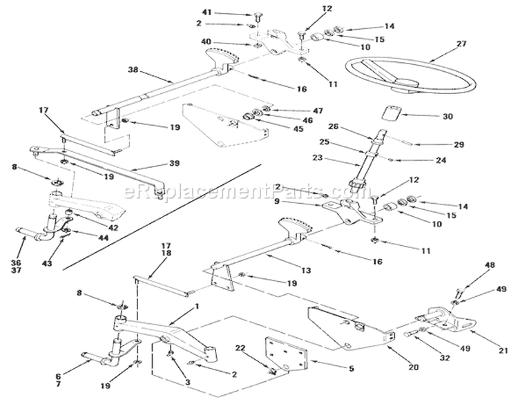 Front Axle And Steering (mower Hanger) Diagram and Parts List for A2-113701 1982 Toro Lawn Tractor
